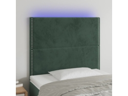 Cabecero Con Luces Led Terciopelo Verde Oscuro 90x5x118/128 Cm