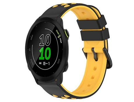 Correa para reloj Garmin Forerunner 158, 20mm, silicona porosa bicolor, negro-amarillo VENISYMLIS