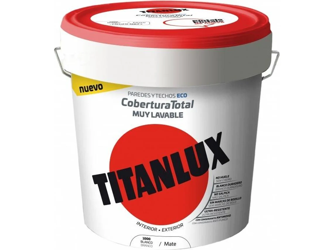 Tinta TITANLUX Cobertura Total (Blanco - 4 L - Interior y Exterior)