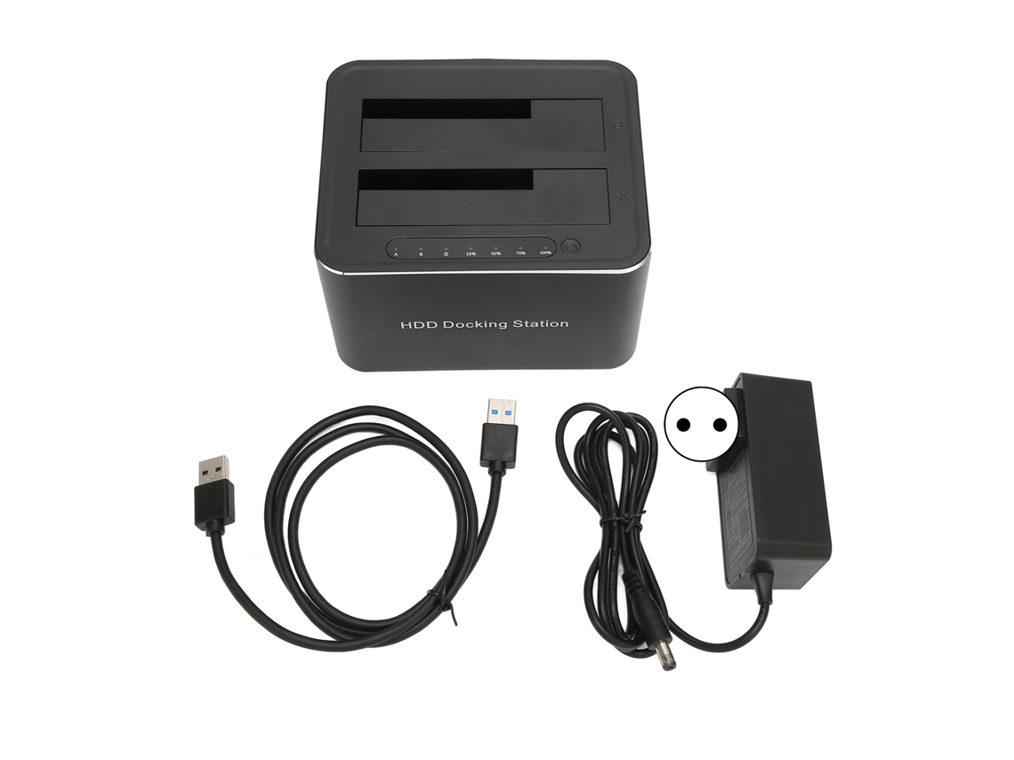 Estación De Acoplamiento De Hdd Sata De Doble Ranura Usb3.0 Para Clonación De Ssd De 2.5/3.5 Pulgadas 16tb