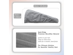 Turbante Toalla Microfibra Gris Superabsorbente, Secado Rápido Pelo