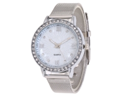 Reloj De Pulsera Analógico De Cuarzo Unisex Moderno Con Esfera Redonda Plateada