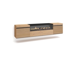 Mueble TV Televisión, 200x45x35cm, Para TV hasta 80, Chimenea eléctrica, Colgado, Suspendido, Roble SKRAUT HOME