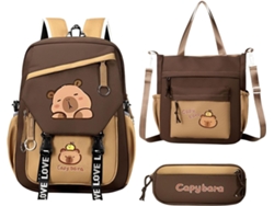 Mochila Capybara Lindo Set De Papeler A Impermeable Con Dibujos Animados Para Viajes Diarios Escolares Estudiantes