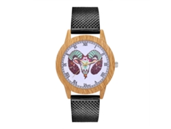 Reloj De Pulsera Unisex Con Correa De Malla Con Estampado Animal Y Esfera Redonda Negra.