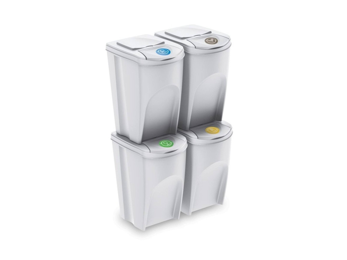 Conjunto de 4 Cubos de Basura-Cubo Blanco Sucio 4X35L WELLHOME
