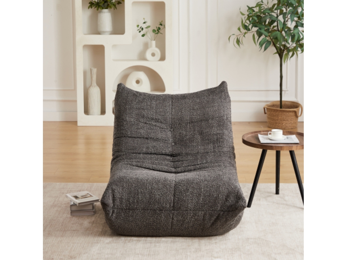 Sofá Togo De Chenilla - Sillón Bajo Sin Brazos Con Espuma Viscoelástica - Gris
