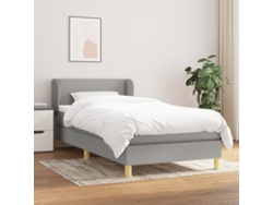 Cama Box Spring Con Colchón Tela Gris Claro 90x200 Cm