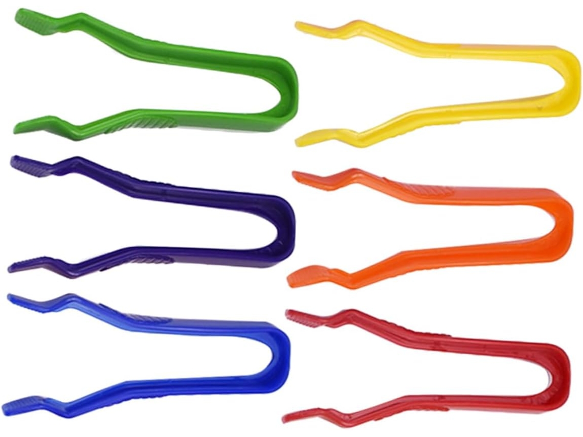 Juego de 6 pinzas de plástico para manualidades con mango ergonómico antideslizante y punta plana para cuentas y otros materiales. CHABERLU