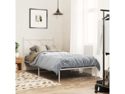 Estructura Cama Sin Colchón Con Cabecero Metal Blanco 90x190 Cm