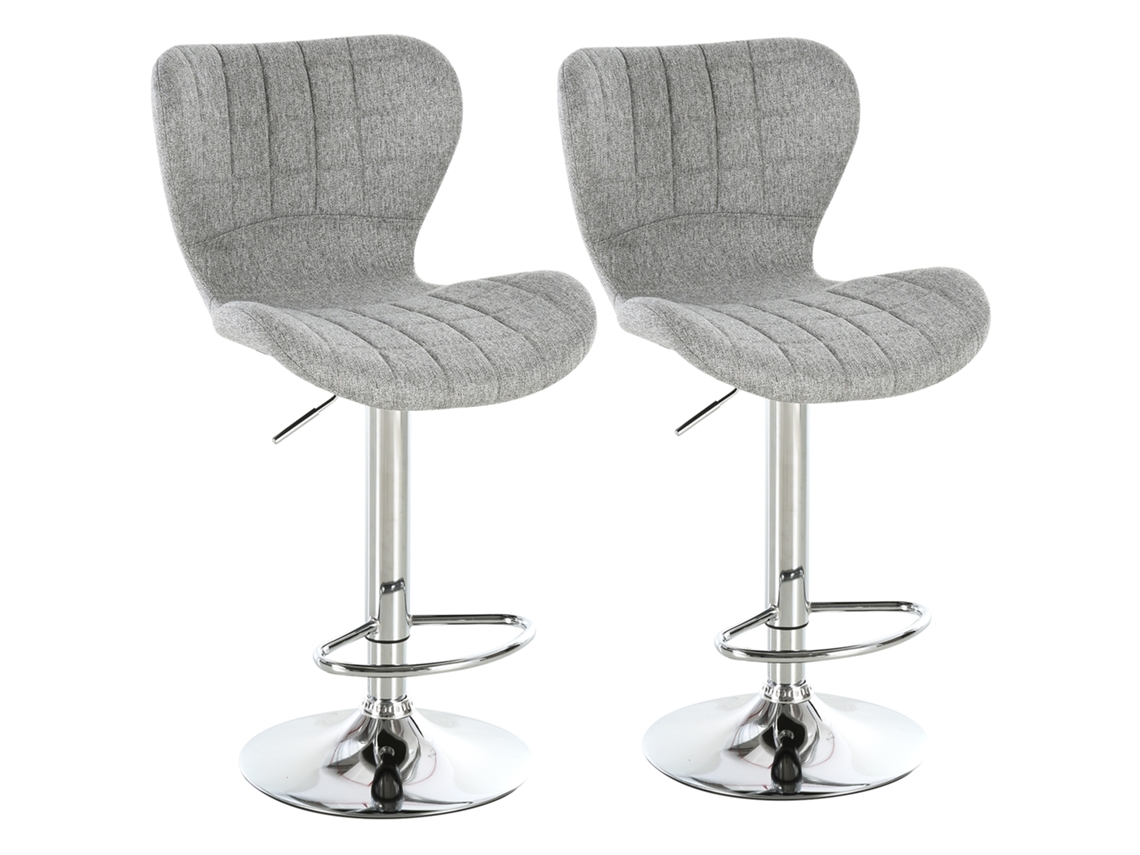 VPMKP - Conjunto de 2 taburetes de bar Homcom diseño contemporáneo, altura ajustable 59-81 cm, giro 360°, lino gris PMM CAPITALI