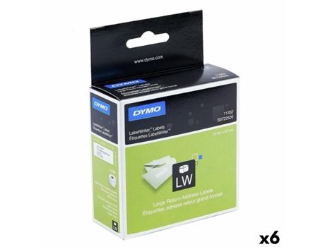 Rollo de Etiquetas DYMO 25 x 54 mm Negro Blanco 500 Piezas (6 Unidades)