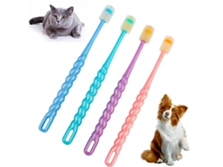 Kit De Limpieza Dental Suave Para Perros Y Gatos Pequeños 4 Piezas Cepillo De Dientes 360 Grados Silicona Suave