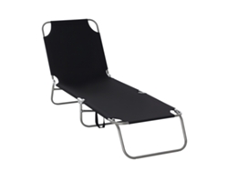Tumbona Plegable Ajustable, Estructura Metálica, 187x55x24cm, Negro