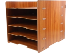 Organizador Vertical De Papel De 5 Niveles De Madera Marrón