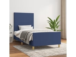 Estructura De Cama Sin Colchón Tela Azul 90x190 Cm