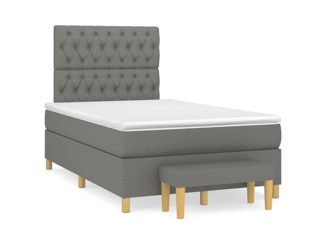 Maison Exclusive - Cama Box Spring Con Colchón Tela Gris Oscuro 120x200 Cm