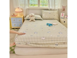 Funda De Colchón, Sábana Bajera Ajustable Estampada De Algodón Puro, Apta Para Habitación Infantil, Color Verde, 120 X 200 Cm. Panoona