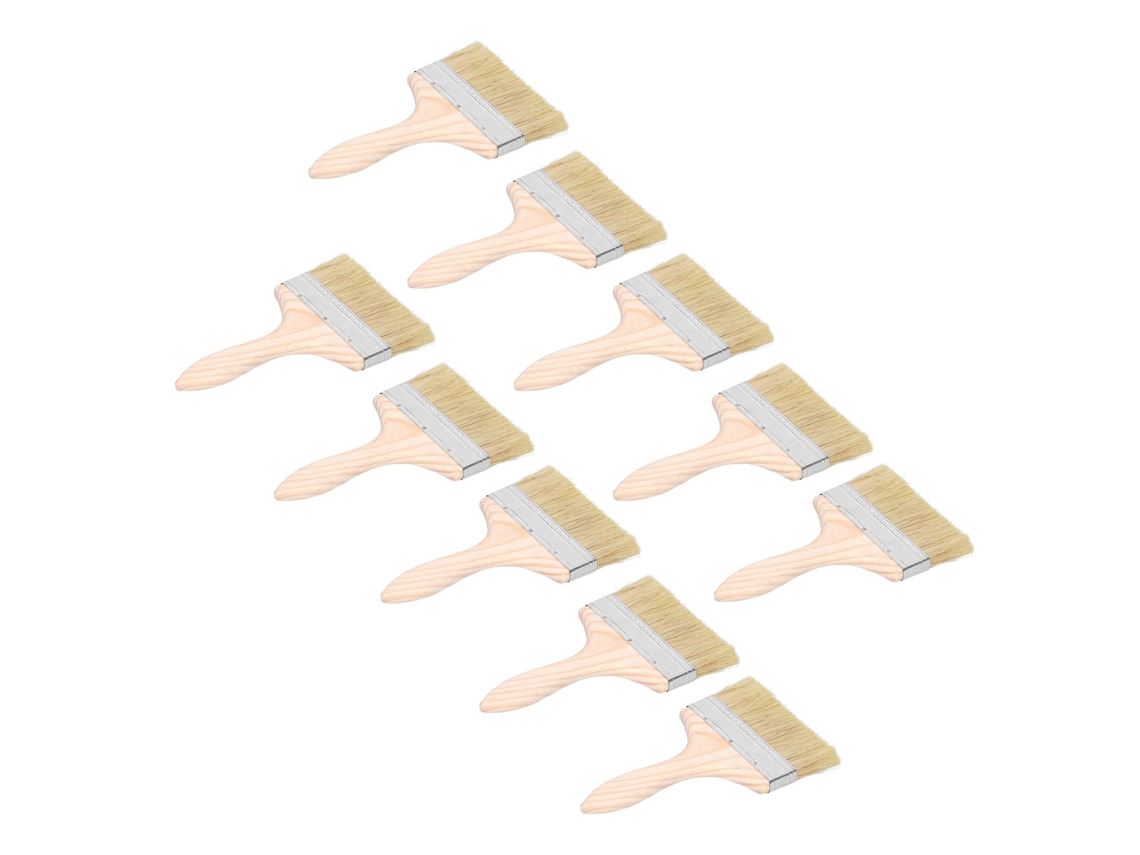10 Cepillos De Lana Artificial Con Mango Ergonómico De Madera Para Pintar, Quitar Manchas Y Limpiar.
