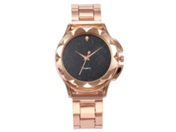 Reloj De Mujer Vansvar, Correa De Aleación, Cuarzo, Estampado Floral, Diamantes De Imitación, A La Moda, Negro.