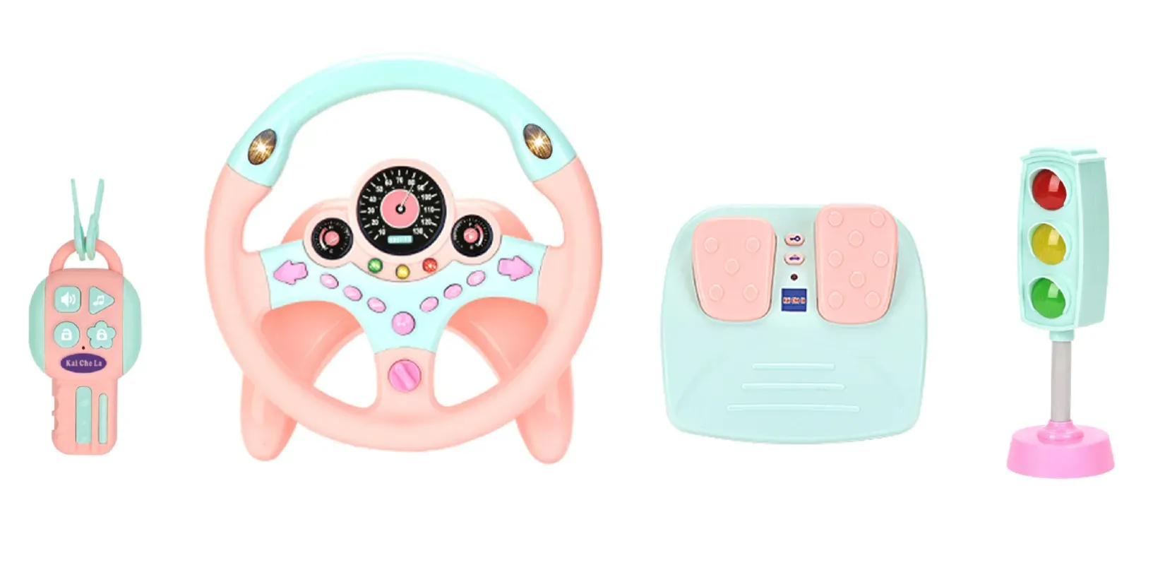 Volante Juguete Eifson Con Pedales De Freno Y Acelerador Con Luz Y Música (rosa)