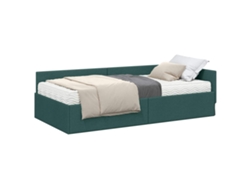 Maison Exclusive - Estructura De Cama Esquina Con Colchón Otro 2 Pcs Verde Tela