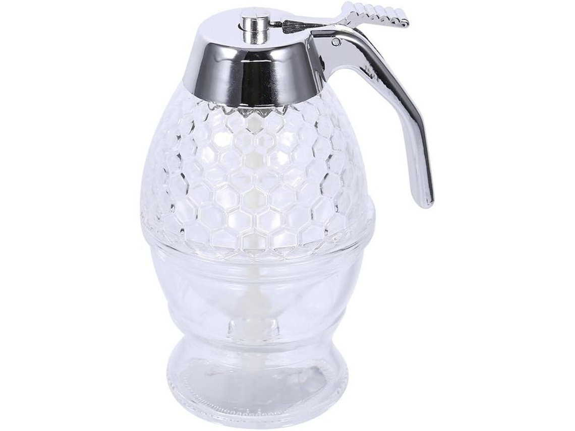Dispensador De Miel De Acrílico Transparente Con Diseño De Favela Y Dosificación Precisa.