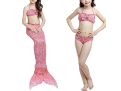 Traje de baño de 3 piezas para niña con falda de cola de pez, escote de tiras y corte entallado para playa o piscina