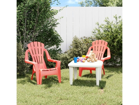 MAISON EXCLUSIVE Sillas de jardín niños 2 uds aspecto madera PP rojo 37x34x44 cm