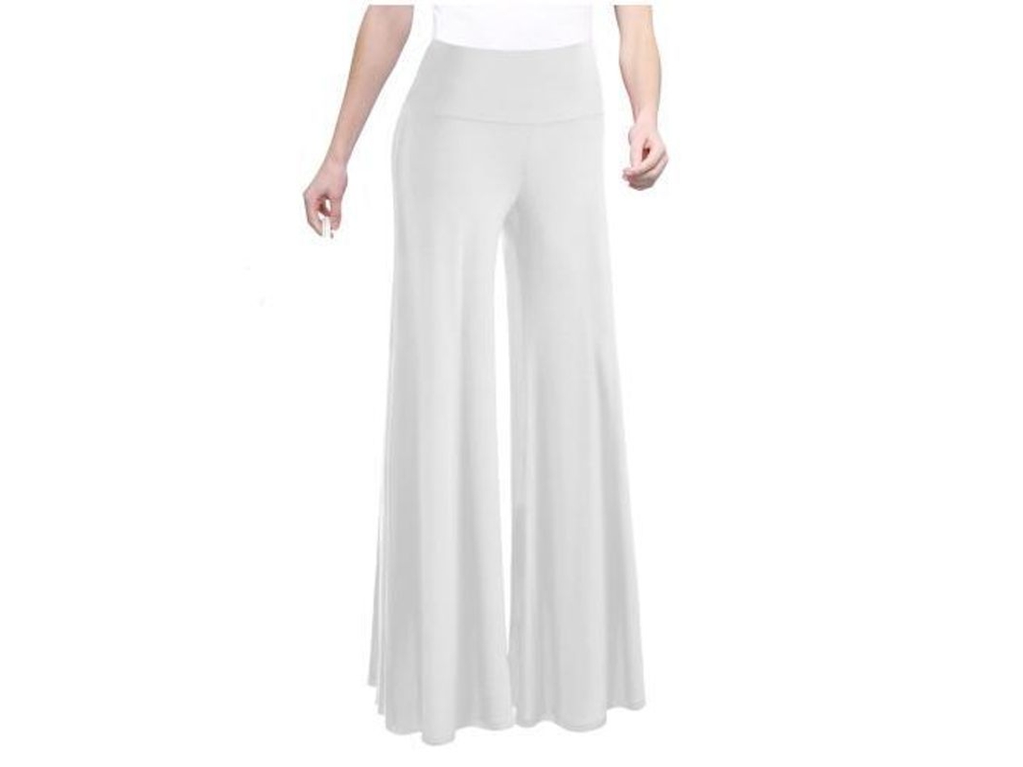 2026-pantalones De Salón Anchos Elásticos Para Mujer De Cintura Alta Casual Y Cómodos Palazzo 3xl Blanco