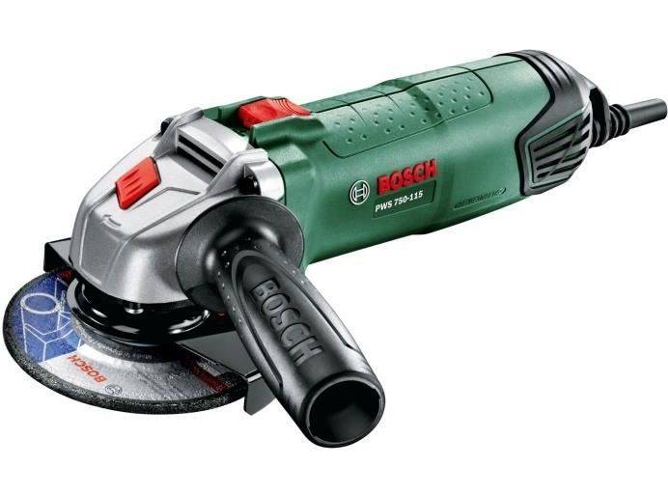 Bosch Pws 750115 amoladora 750 w empuñadura antivibraciones cubierta protectora velocidad en 12.000 opm ø disco lijador 115