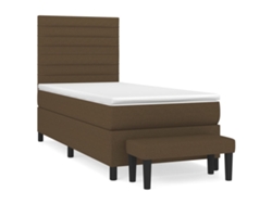 Maison Exclusive - Cama Box Spring Con Colchón Tela Marrón Oscuro 100x200 Cm