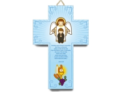 Figura Decorativa LITTLE DROPS OF WATER Cruz Comunión Ángel y Niño (Azul - Resina)