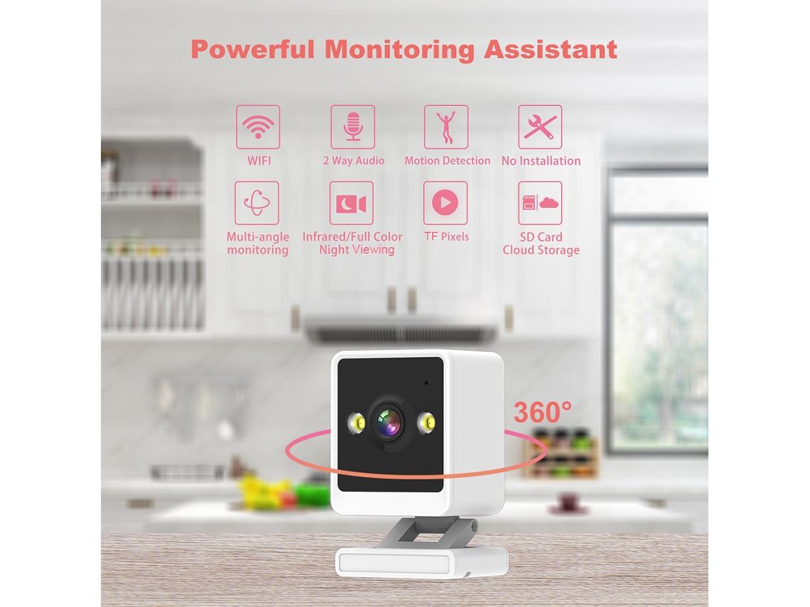 Cámara De Seguridad Inalámbrica 2mp Con Bracket Rotatorio Retráctil, Visión Día/noche, Audio Bidireccional Y Detección Humana Para Hogar