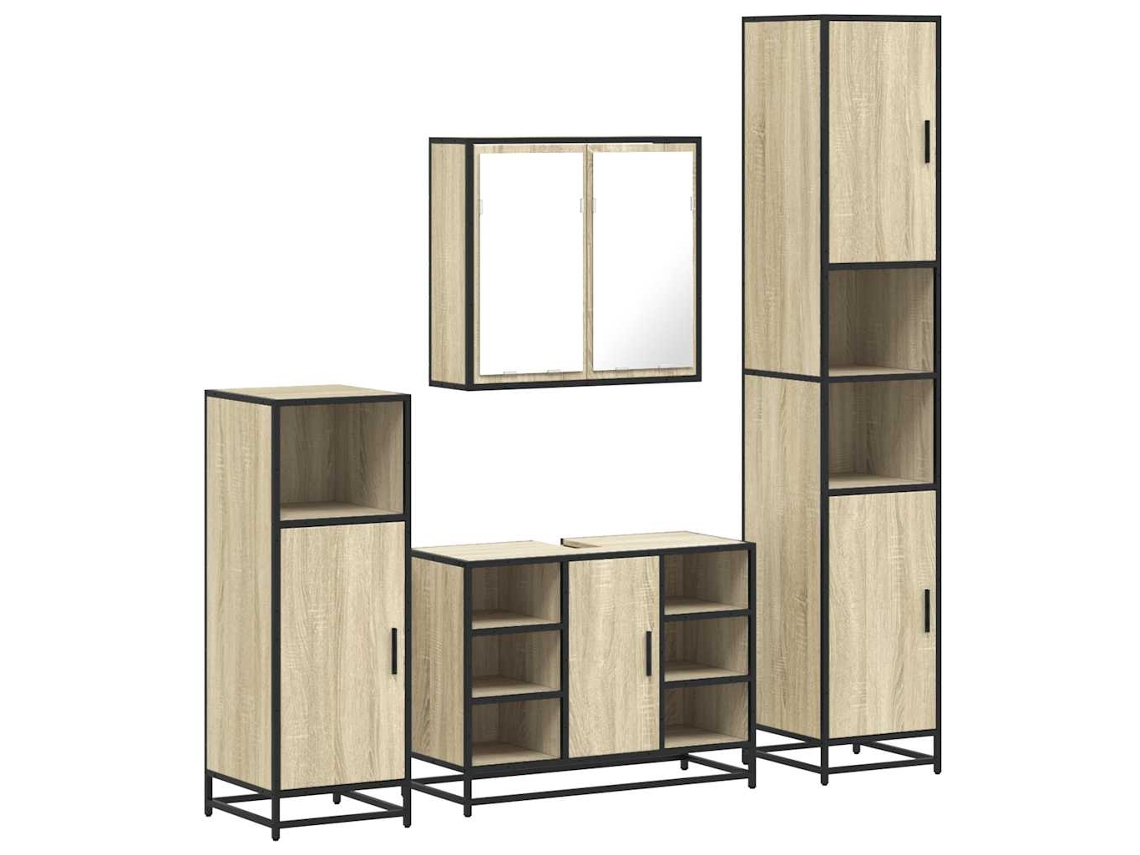 Conjunto de muebles de baño de 4 piezas en madera de roble Sonoma - EXCLUSIVA MAISON