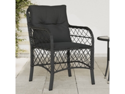 Sillas de jardín con cojines, 2 unidades, mimbre sintético negro, Dkd Home Decor