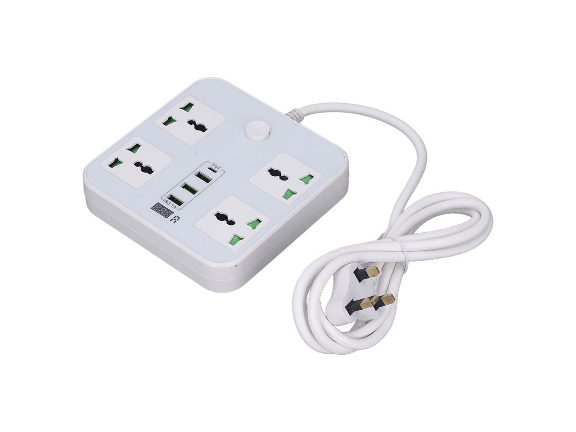 2026-regleta De Energía Multifuncional Blanca Con 3 Puertos Usb Y Protección Infantil De Alta Potencia 110v