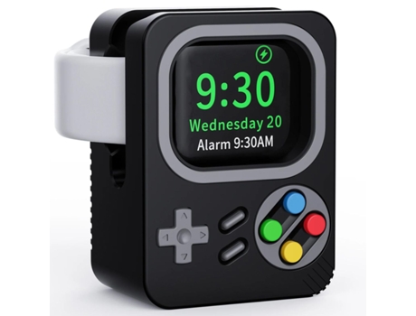 Soporte Base De Snes Retro Para Apple Watch Series 7 Black Charger