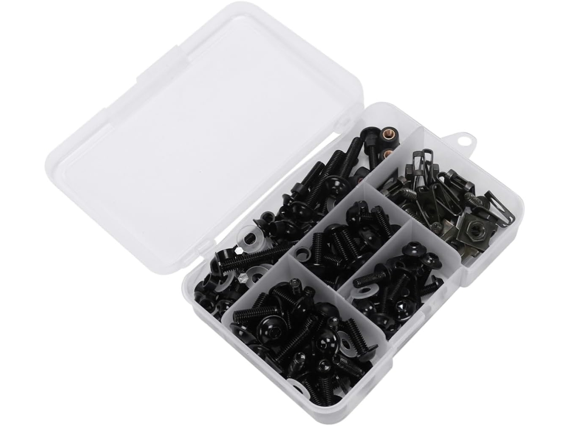 Kit De 177 Tornillos Para Carenado Con Tuercas Y Pernos, Color Negro.