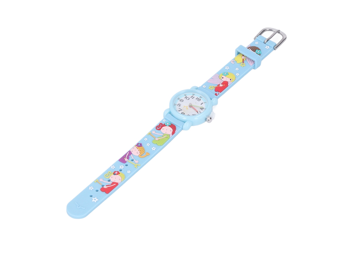Reloj infantil impermeable con diseño de dibujos animados y correa suave - Regalo para niños de 3 a 8 años - Azul