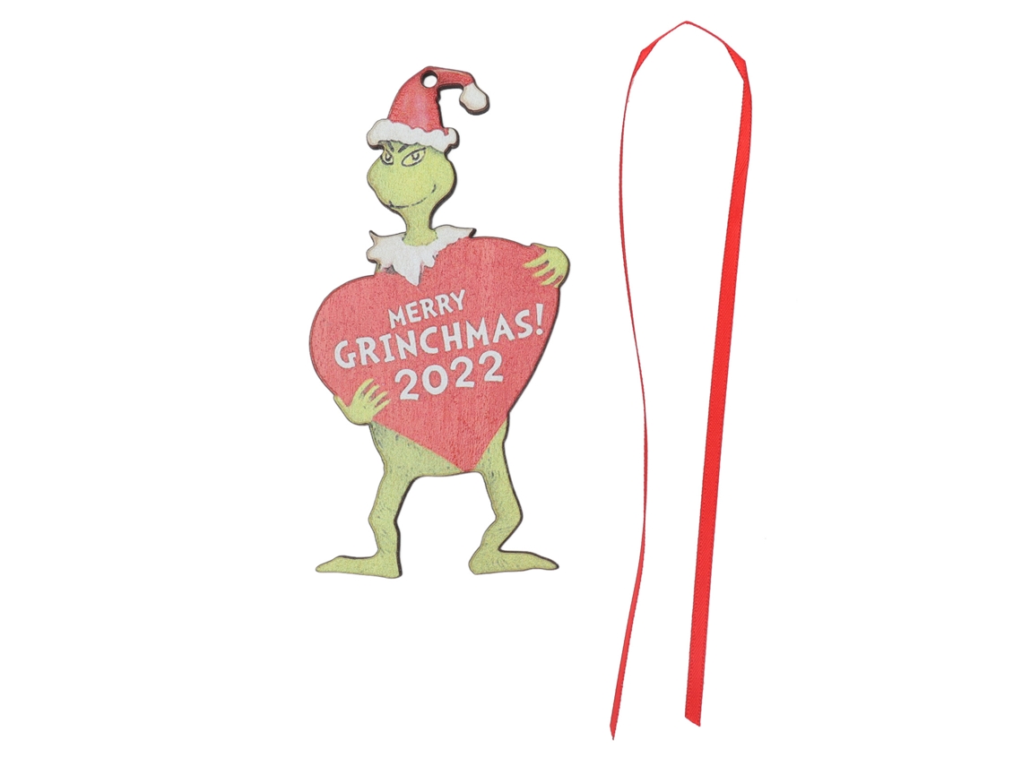 Pingente Decorativo De Natal Monstro De Cabelo Verde Em Madeira Para Decoração De Casa E Escritório