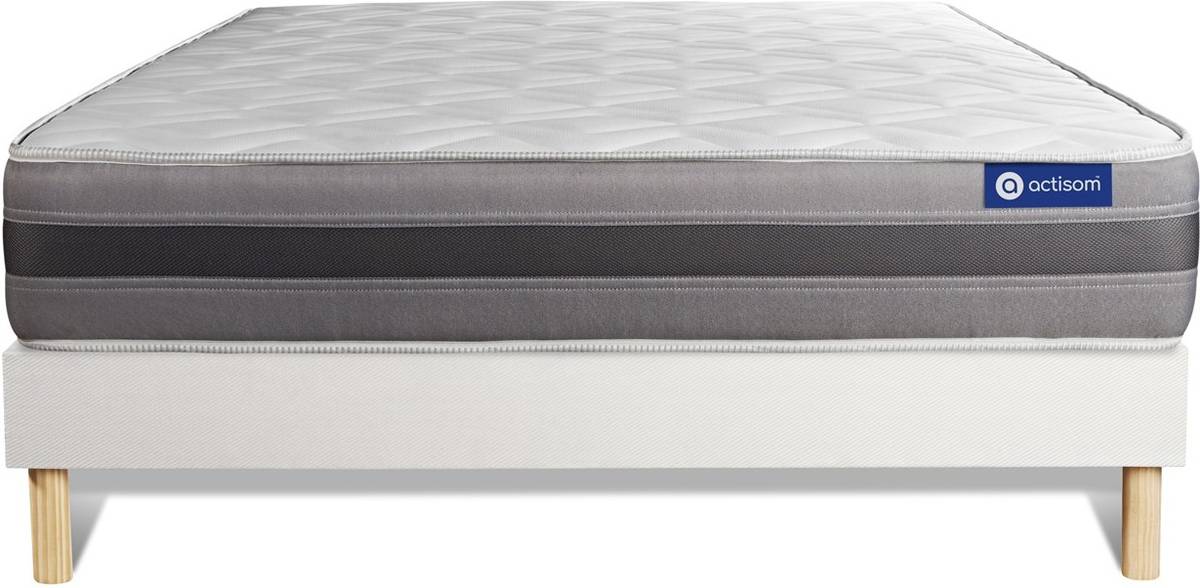 Conjunto de Somier Blanco + Colchón ACTISOM Actiflex Relax (150x190 cm - Muelles Ensacados)