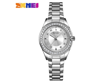 Relojes de Mujer Reloj de Pulsera de Diamantes de Acero Inoxidable Resistente al Agua-Plateado LUUCOZK