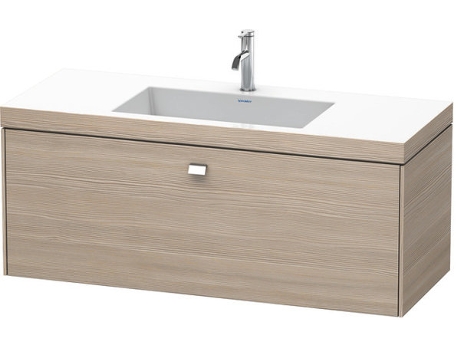 Lavamanos DURAVIT Brioso c-bonded con base mural 120,0x48,0 cm 1 cajón sin rebosadero con banco para grifos 1 agujero para grifos
