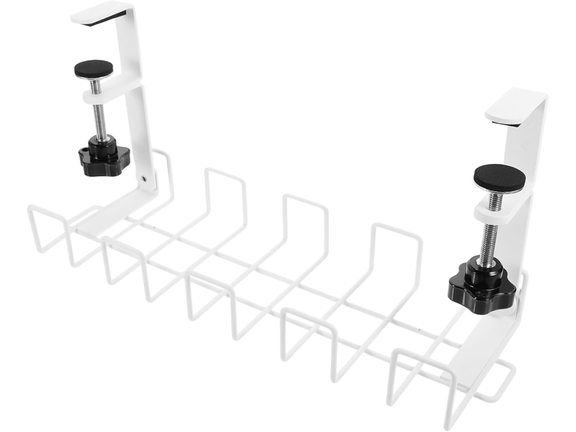 Soporte para la gestión de cables bajo el escritorio, organizador de cables de hierro macizo, fácil instalación sin herramientas. SFUSHOS