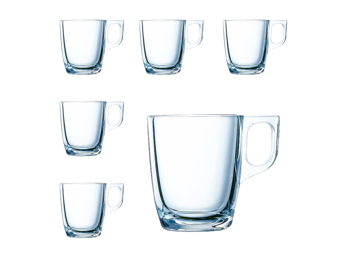 Luminarc Nuevo - Juego de 6 tazas de café de 9 cl en vidrio texturizado extra resistente