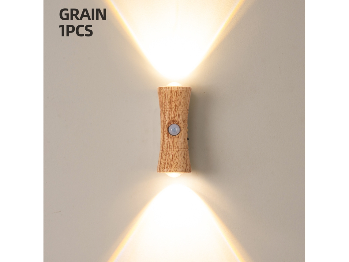 Luminária de Parede com Sensor de Movimento, 3 Cores de Luz, Bateria Recarregável, para Sala, Quarto Ou Corredor. Marrom CZHHMART
