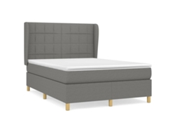 Maison Exclusive - Cama Box Spring Con Colchón Tela Gris Oscuro 140x190 Cm