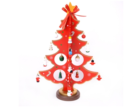 Juego de juguetes de Navidad con decoración de árbol de Navidad de madera de escritorio divertido con mini adornos, estilo 6