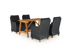 Juego de comedor de jardín de 2 piezas en gris oscuro, Dkd Home Decor